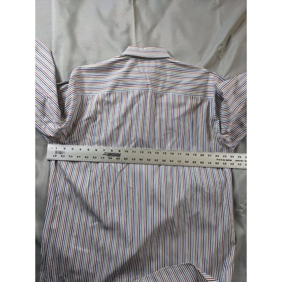 David Donahue Shirt Multicolor Striped Button Up Dress Mens Size 16.5 34/35 - Picture 8 of 9